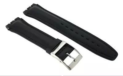£8.50 • Buy Black Genuine Leather 19mm Replacement Padded Watch Strap For Swatch