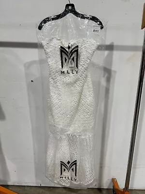 Milly Nuriel Interlocking Geo Lace Midi Dress In White - Size 6 - NWT • $179.88