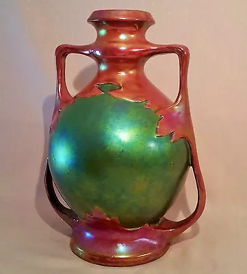 $35000 • Buy 1873 ZSOLNAY VASE Eosin Green Red Table Art Antique Pecs Hungary Vtg Porcelain
