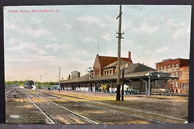 Postcard Marshalltown Iowa IA Union Passenger Station Railroad Depot 1907c • $4.95