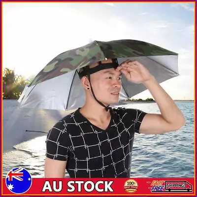 Umbrella Hat Foldable Outdoor Sun Shade Waterproof Camping Headwear Cap • $9.89