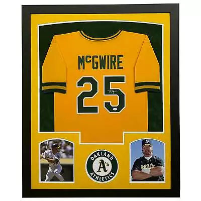 Mark McGwire Signed Oakland Yellow Custom Suede Matte Framed Baseball Jersey • $419.99