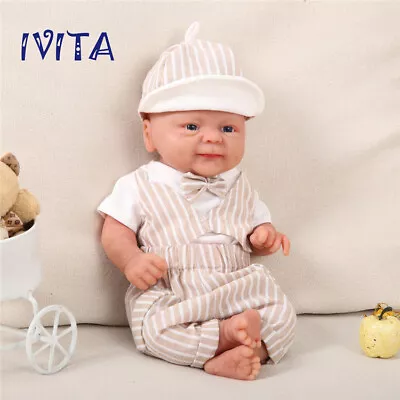 IVITA 14'' Silicone Reborn Baby BOY Eyes Closed Sleeping Silicone Doll Gift • $89.25