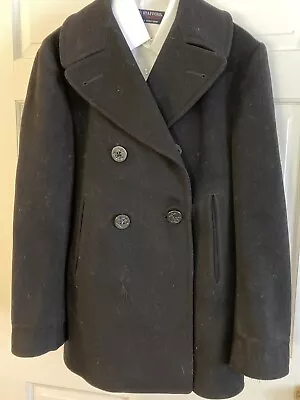 Men's Vintage Navy Wool Pea Coat Anchor Buttons Size Small Post WwII • $35