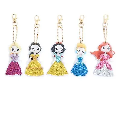 $18.95 • Buy AU Seller - 5D Diamond Art Kit Disney Princess Keyrings Set Of 5