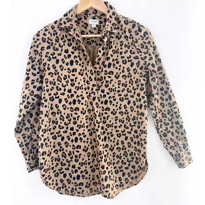 J. Crew Women's Leopard Print Popover Tunic Top XS Cotton Chic Blouse Shirt  • $19.99