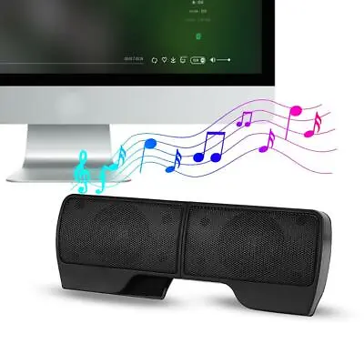 Mini Desktop Portable TV Soundbar Subwoofer Speaker Wired  Home Theater • £12.53