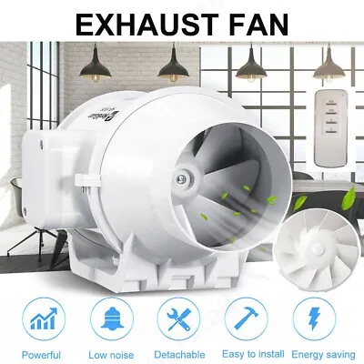 4/6/8  Inch Extractor Fan Duct Hydroponic Inline Exhaust+Remote Industrial Vent • $47.88