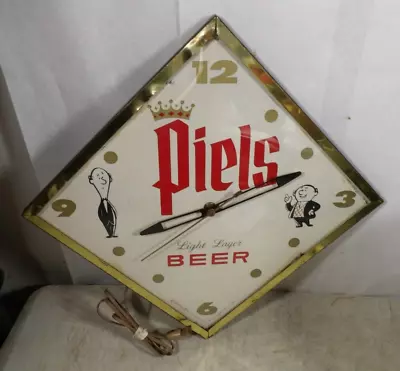 Vintage 1964 Piels Beer Glass Front Bert & Harry Wall Clock Sign Working • $225