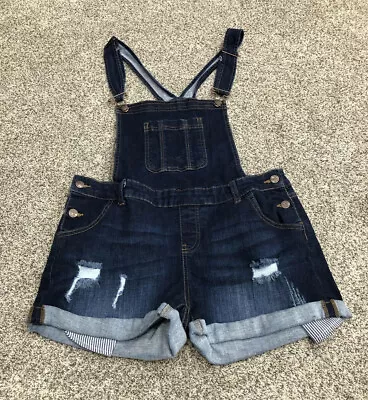 Wax Jean Basic Denim Womens L Overall Short Medium Wash Cotton Distressed J9 • $17