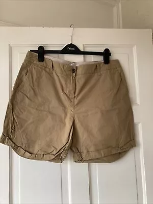 NEXT Lightweight Ladies Beige Chino Cotton Shorts Size 14 Safari • £7.99