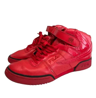 FILA Sport Men's Size 12 Red Coated Leather High Top Sneakers Lace Up Basketball • $19.54