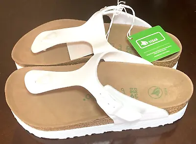 Birkenstock Gizeh Grooved White Vegan Platform Sandal T-Post Womens 68910 New • $82.91