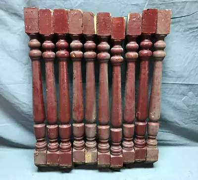 VTG Lot 10 Turned Hardwood 2x22 Oak Spindles Red Staircase Burgandy Old 1162-23B • $99