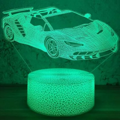 Sport Car Night Light For Boys Race Car 3D Optical Illusion Lamp With Remote & S • $20.99