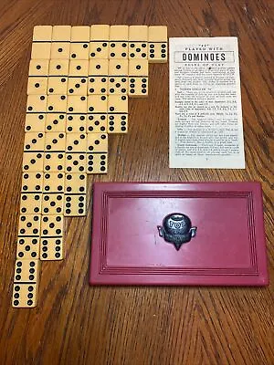 $80 • Buy Vintage Crisloid Top Grade 28 Dominoes Butterscotch Bakelite With Red Black Case