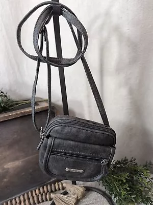 MULTI SAC Crossbody Handbag Purse Gray Faux Leather Zip Pockets Card Holder • $12