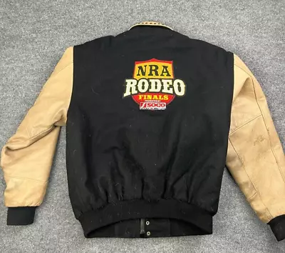New Zlander Wool Leather Jacket Men's Large Black Brown NRA Rodeo Western Bomber • $40