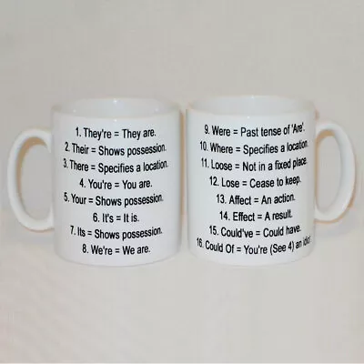 Grammar Rules Mug Can Be Personalised Any Name Funny English Tutor Teacher Gift • £10.99