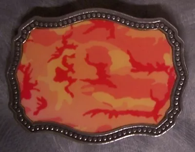 Pewter Belt Buckle Camouflage Free Form Pink Concrete NEW • $19.99