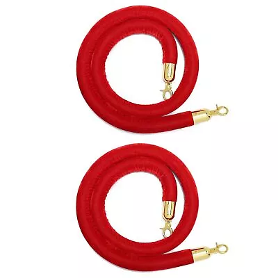 LVYIHAN 2 Pack Velvet Stanchion Rope Red 5 Ft Crowd Control Ropes Barrier Wit... • $35.04