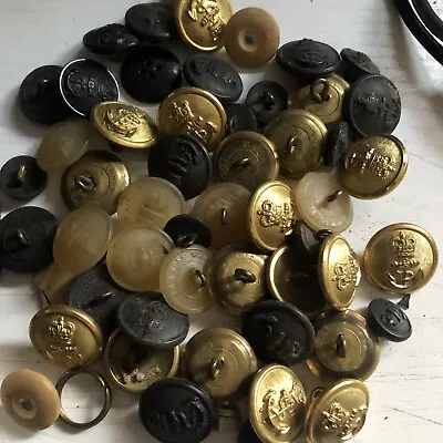 Job Lot Mixed Anchor Buttons Inc Navy Gold Tone Semitransparent Brass Copper • £17