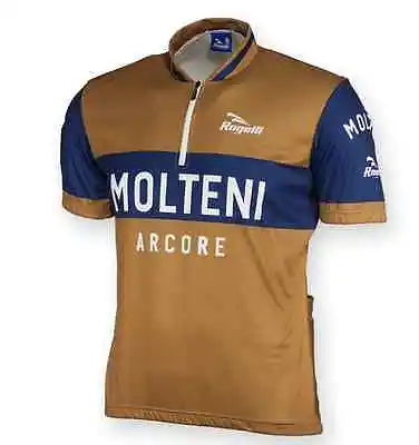 Molteni Replica Cycling Jersey Brown/Blue Short Sleeve Half Zipper • $47.99