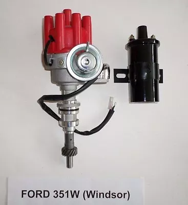 Small Block FORD 351W WINDSOR RED FEMALE Small Cap HEI Distributor + Black Coil • $123.97