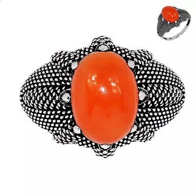 Men's Ring - Carnelian 925 Sterling Silver Ring Jewelry S.12 CR40740 • $18.99