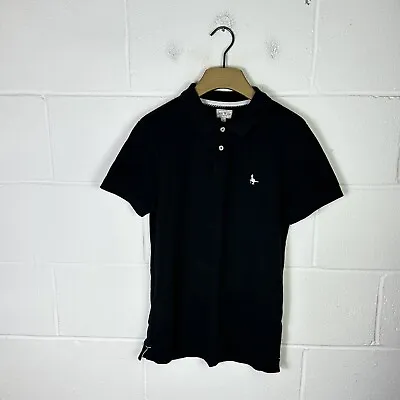 Jack Wills Polo Shirt Mens Small Black White Short Sleeve Casual Button Up • £10.97