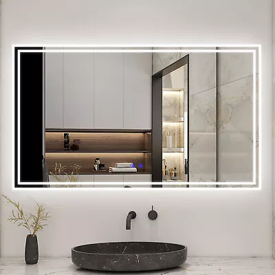 LED Illuminated Bathroom Mirror Multifunction Anti-fog Bluetooth Wall Mounted • £179.99