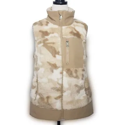 Michael Kors Women's Camouflage Vest Beige White Designer Fleece Outerwear NEW • $45.01