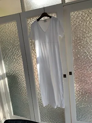 Next Cotton T-shirt Dress Maxi White Size Uk 12 Lovely Used Once Immaculate • £15.99