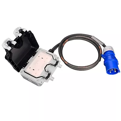 32Amp Plug To 13Amp Weatherproof 2Gang Socket HeavyDuty Rubber Cable Adaptor • £48