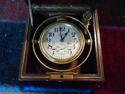 Waltham Watch Nautical 8 Day Chronometer Clock In Original Case Maritime Antique • $2500