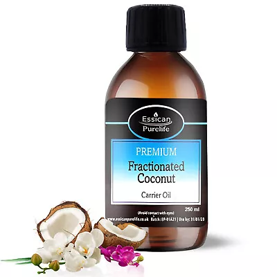 Coconut Oil Fractionated Liquid - 100% Pure & Natural Carrier Oil 100 To 1000ml • £6.99