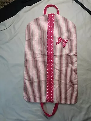 Garment Bag Youth Girl Dance Pageant Polka Dots Bow Pink White Zip Handles • $12