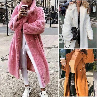 Women Fluffy Coat Warm Jackets Winter Teddy Bear Fleece Faux Fur Jumper Outwear☀ • $40.26