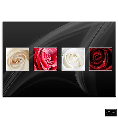 Love Roses Natural Floral BOX FRAMED CANVAS ART Picture HDR 280gsm • £19.99
