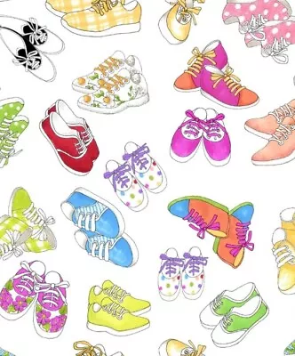 Loralie Designs - Tennis Happy Shoes Quilting And Crafting Cotton Fabric • $12.99