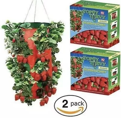 2 Topsy Turvy Strawberry Planter Vertical Hanging Upside Down Grow Bag Lot • $31.99