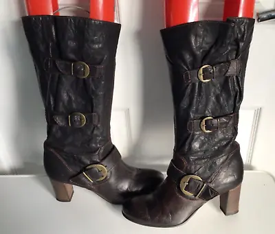 Ladies Cara London Brown Leather  Boots Italian Made Size Uk 5 Eu38 • £29.99