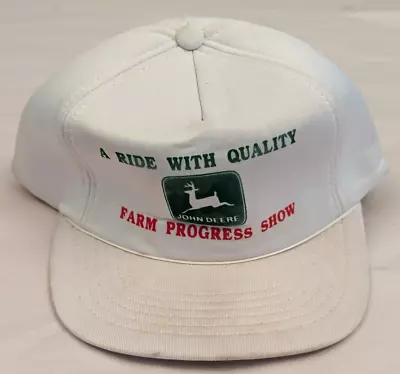 Vintage 1980s JOHN DEERE LOGO Farm Progress Show ADVERTISING Snapback Hat Cap • $16.84