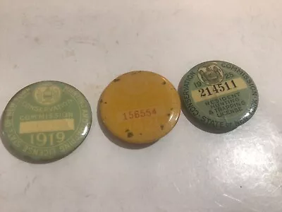 Three Vintage (1919 1921 1925) New York State Hunting & Trapping License Pins • $34.99