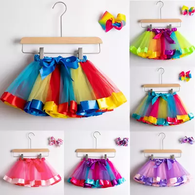 Tutu Skirt Baby Girl Skirts Princess Pettiskirt Party Dance Rainbow Tulle Skirts • £19.94