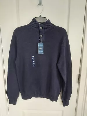 Izod Mens Classic Holiday Peacoat Mock Neck Sweater Size: Medium MRSP $80.00 • $19.99