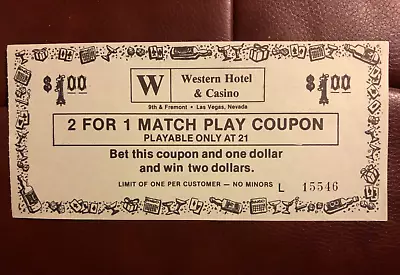 Vintage Las Vegas Western Hotel Casino Fremont Street Expired 70's Coupon • $9.95