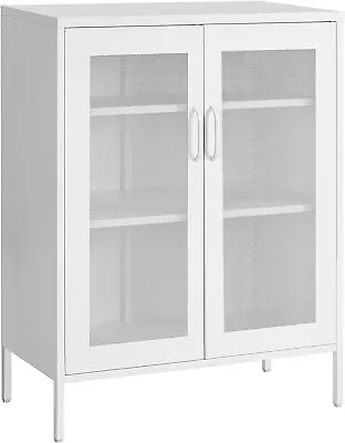 Metal Storage Cabinet With Mesh Doors Steel Display Cabinets With Shelves • $149.49