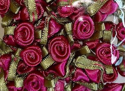 50 SATIN MINI RIBBON ROSES 3/8  Applique Sewing Bow Craft Choose Your Color! NEW • $4.50