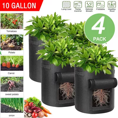 4X Plant Grow Bags Potato Fruit Vegetable Garden Planter Growing Bag 10 Gallon • £12.99